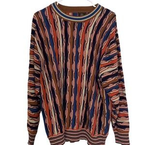 F/X Fusion Sweater Mens XL Multicolor 3D Textured Knit Retro 90s Cosby